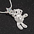 Crystal Teddy Bear With Star Pendant Necklace In Rhodium Plated Metal - 42cm Length - view 4