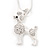Clear Crystal 'Poodle' Pendant Necklace In Silver Plated Metal - 42cm Length - view 4
