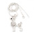 Clear Crystal 'Poodle' Pendant Necklace In Silver Plated Metal - 42cm Length - view 5