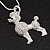 Clear Crystal 'Poodle' Pendant Necklace In Silver Plated Metal - 42cm Length - view 3