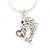 Crystal 'Dolphin & Heart' Pendant Necklace In Rhodium Plated Metal - 42cm Length - view 4