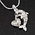 Crystal 'Dolphin & Heart' Pendant Necklace In Rhodium Plated Metal - 42cm Length - view 3