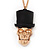 Gold Plated 'Skull In The Hat' Pendant Necklace - 60cm Length (6cm extension) - view 1