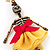 Funky Swarovski Crystal 'Skeleton Ballerina' Pendant Necklace In Antique Gold Metal - 74cm Length (8cm extension) - view 6