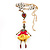 Funky Swarovski Crystal 'Skeleton Ballerina' Pendant Necklace In Antique Gold Metal - 74cm Length (8cm extension) - view 2