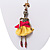 Funky Swarovski Crystal 'Skeleton Ballerina' Pendant Necklace In Antique Gold Metal - 74cm Length (8cm extension) - view 3