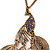 Long Exquisite 'Peacock' Pendant Necklace In Gold Plated Metal - 80cm Length (8cm extension) - view 5