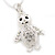 Diamante 'Penguin' Pendant Necklace In Rhodium Plated Metal - 40cm Length & 4cm Extension - view 5