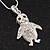 Diamante 'Penguin' Pendant Necklace In Rhodium Plated Metal - 40cm Length & 4cm Extension - view 2