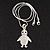 Diamante 'Penguin' Pendant Necklace In Rhodium Plated Metal - 40cm Length & 4cm Extension - view 3
