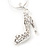 Stylish Diamante 'Shoe' Pendant Necklace In Rhodium Plated Metal - 40cm Length & 4cm Extension - view 6