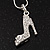 Stylish Diamante 'Shoe' Pendant Necklace In Rhodium Plated Metal - 40cm Length & 4cm Extension - view 3