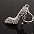 Stylish Diamante 'Shoe' Pendant Necklace In Rhodium Plated Metal - 40cm Length & 4cm Extension - view 2