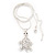 Cute Crystal 'Turtle' Pendant Pendant Necklace In Rhodium Plated Metal - 40cm Length & 4cm Extension - view 6