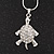 Cute Crystal 'Turtle' Pendant Pendant Necklace In Rhodium Plated Metal - 40cm Length & 4cm Extension