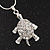 Cute Crystal 'Turtle' Pendant Pendant Necklace In Rhodium Plated Metal - 40cm Length & 4cm Extension - view 2