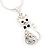 Small Cute Diamante 'Kitty In The Bow' Pendant Necklace In Rhodium Plated Metal - 40cm Length & 4cm Extension - view 5