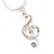 Silver Plated Diamante Treble Clef Pendant with Snake Type Chain - 40cm L/ 4cm Ext - view 5