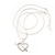 Small Diamante Open 'Heart & Love Arrow' Pendant Necklace In Rhodium Plated Metal - 40cm Length & 4cm Extension - view 6