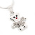 Tiny 'Teddy Bear In The Jacket' Pendant Necklace In Rhodium Plated Metal - 40cm Length & 4cm Extension - view 2