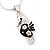 Small Black Enamel Diamante 'Seahorse' Pendant Necklace In Rhodium Plated Metal - 40cm Length & 4cm Extension - view 4