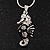 Small Black Enamel Diamante 'Seahorse' Pendant Necklace In Rhodium Plated Metal - 40cm Length & 4cm Extension - view 2
