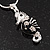 Small Black Enamel Diamante 'Seahorse' Pendant Necklace In Rhodium Plated Metal - 40cm Length & 4cm Extension - view 3