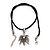 Silver Tone 'Skull on a Hemp Leaf' Pendant Black Leather Style Cord Necklace - 40cm Length & 4cm Extension - view 2