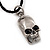Silver Plated 'Predator Skull' Pendant On Black Leather Style Cord Necklace - 40cm Length & 4cm Extension - view 4