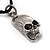 Silver Plated 'Predator Skull' Pendant On Black Leather Style Cord Necklace - 40cm Length & 4cm Extension - view 2