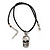 Silver Plated 'Predator Skull' Pendant On Black Leather Style Cord Necklace - 40cm Length & 4cm Extension - view 3