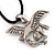 Silver Plated 'Eagle' Pendant On Black Leather Style Cord Necklace - 40cm Length & 4cm Extension - view 2