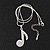 Silver Tone Diamante 'Musical Note' Pendant Necklace - 40cm Length & 4cm Extension - view 3