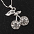 Clear Crystal 'Cherry' Pendant Necklace In Rhodium Plated Metal - 40cm Length & 4cm Extension - view 2