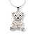 Cute Diamante 'Teddy Bear' Pendant Necklace In Rhodium Plated Metal - 40cm Length & 4cm Extension - view 4