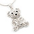 Cute Diamante 'Teddy Bear' Pendant Necklace In Rhodium Plated Metal - 40cm Length & 4cm Extension - view 5
