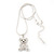 Cute Diamante 'Teddy Bear' Pendant Necklace In Rhodium Plated Metal - 40cm Length & 4cm Extension - view 6