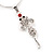 Tiny Crystal 'Mouse With Dangling Tail' Pendant Necklace In Rhodium Plated Metal - 40cm Length & 4cm Extension - view 6
