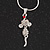 Tiny Crystal 'Mouse With Dangling Tail' Pendant Necklace In Rhodium Plated Metal - 40cm Length & 4cm Extension - view 7