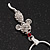 Tiny Crystal 'Mouse With Dangling Tail' Pendant Necklace In Rhodium Plated Metal - 40cm Length & 4cm Extension - view 2