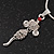 Tiny Crystal 'Mouse With Dangling Tail' Pendant Necklace In Rhodium Plated Metal - 40cm Length & 4cm Extension - view 3