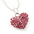 Small Pink Crystal Puffed 'Heart' Pendant Necklace In Rhodium Plated Metal - 40cm Length & 4cm Extension - view 5