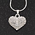 Small Clear Crystal Puffed 'Heart' Pendant Necklace In Rhodium Plated Metal - 40cm Length & 4cm Extension