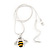 Small Cute 'Bee' Pendant Necklace In Rhodium Plated Metal - 40cm Length & 4cm Extension - view 3