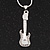 Diamante 'Guitar' Pendant Necklace In Silver Plated Metal - 40cm Length (5cm extension)