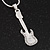 Diamante 'Guitar' Pendant Necklace In Silver Plated Metal - 40cm Length (5cm extension) - view 2
