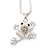 AB Crystal 'Leaping Frog' Pendant Necklace In Rhodium Plated Metal - 40cm Length & 4cm Extension - view 5
