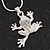 AB Crystal 'Leaping Frog' Pendant Necklace In Rhodium Plated Metal - 40cm Length & 4cm Extension - view 3