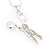 Clear Crystal 'Scissors' Pendant Necklace In Silver Plated Metal - 40cm Length with 4cm extension - view 4