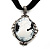Victorian Style Crystal 'Cameo' Pendant On Black Velour Cord Choker Necklace In Silver Tone - 35cm Length (8cm extension)